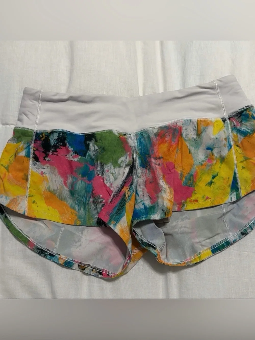 lululemon athletica White Waistband Multicolor Abstract Athletic Shorts